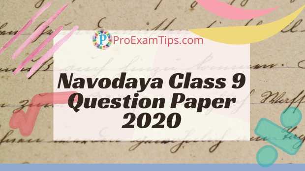  Navodaya Question Paper 2020 Class 9