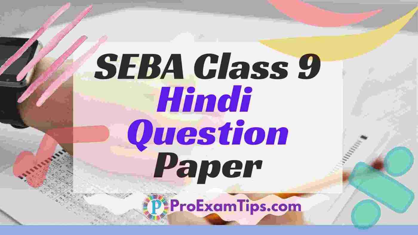 SEBA class 9 Hindi Question Paper PDF
